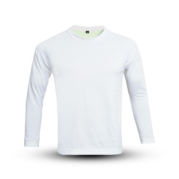 Front view of Kevlar Lined White Full Sleeve Motorcycle T Shirt displayed on male model