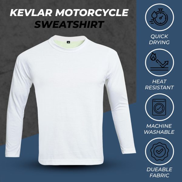Close-up of abrasion-resistant Kevlar fabric used in White Full Sleeve Motorcycle T Shirt